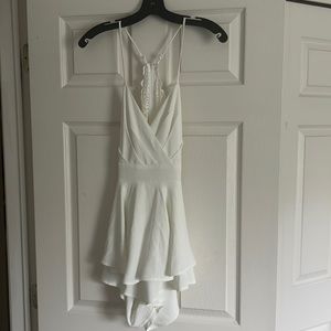 Lace back white romper